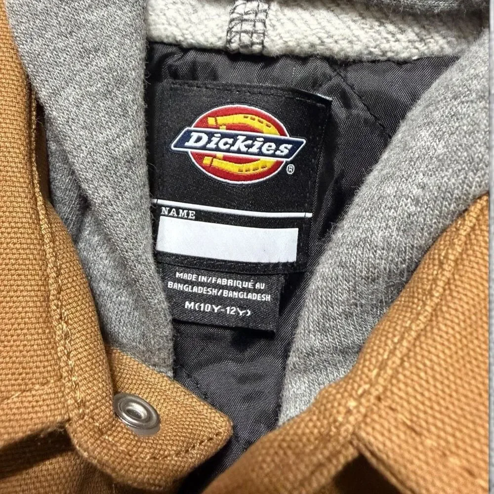 Dickies Quilted Lined Duck Canvas Woven Brown Shirt Jacket Boys size M 10-12 NWT